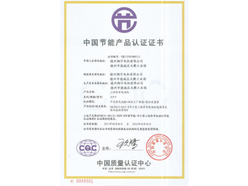 中国节能产品认证证书
